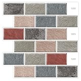 DEWOO Fliesenaufkleber Klebefliesen Küchenrückwand Metro Fliesen Wandfliesen Selbstklebend Roter Ziegel Bad Küche 10-Stück, (30,5 x 30,5 cm)