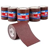 KRETLAW Schleifpapierrollen-Set 5 Rollen, 93mm x 5m, Körnung 60/80/120/180/240, Schleifpapier zum Schleifen, Polieren und Entrosten von Holz, Metall, Stahl