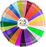 Faburo 3D Stift Filament 1.75 mm Packung, 3D Pen Zubehör PLA mit 25 Fluoreszierende Farbe je 5M, 3D Druckerstift Filament-Nachfüllungen Hochpräziser Durchmesser