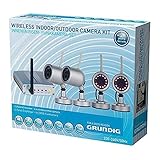 Grundig Indoor/Outdoor Video surveillance Kamera Set mit Empfanger (5-teilig, CMOS-Sensor, 12-Infrarot LED, bis 100m) silber