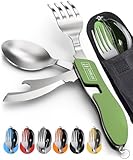 ORBLUE Campingbesteck klappbar, Outdoor Survival Besteck Set (2er-Pack), Perfekt für Camping und Wandern, Camping Messer und Besteckset 4-in-1