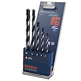 Presch Betonbohrer Set Profi 5-tlg - Hochwertiges Steinbohrer Set mit Zylinderschaft - Schlagbohrer Set für Beton, Stein, Mauerwerk und Marmor - Ø 4-10mm