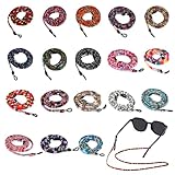 18 Stück Brillenband Damen, Brillenbänder Bunt Sport, Baumwolle Brillen Ketten, Brillenschnur für Lesebrillen, Schnur Gläser für Damen, Anti-Verlust-Brillenband für Sonnenbrillen Schutzbrillen Sport