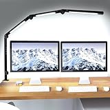 vimeepro Led Schreibtischlampe klemmbar,Tischlampe 4 Sektionen Schwingarm Tageslichtlampe Schreibtisch,Touch Control Helligkeitsstufen 5 Helligkeit 4 Farbmodi, Speicherfunktion desk Lamp