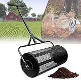 Kompoststreuer, Torfmoosstreuer, 61 cm breit, Metallgitter-Rollenstreuer für Kompost, Schmutz, Mulch, Dünger, Erde – Rasen- und Gartenstreuer, Handstreuer