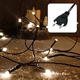 hellum LED mini Lichterkette innen, 1,35m Lichtlänge 10 LED Lichterkette innen, LED klassisch warmweiße Lichterkette mit Stecker, Weihnachtsbaum Lichterkette Strom Kabel grün, Stecker 1,5m, 579123