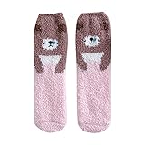 1 Paar Damensocken, Freizeitsocken, Tierdruck, Baumwolle, bequem, weich, warm, Wintersocken, Stricksocken, rose, Einheitsgröße