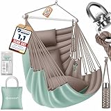 KESSER® Hängesessel Haiti 150kg Traglast, Hängestuhl 360° Drehung, Hängeschaukel Indoor-Outdoor UV-beständig & Wasserfest, Pflegeleicht, Inkl. 2 Kissen, Tragetasche, Flaschenhalter & Montage-Set