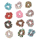 ABOOFAN 12 Haargummis für Weihnachten, dekoratives Haarzubehör, elastisch, mit Weihnachtsmotiven, für Frisuren