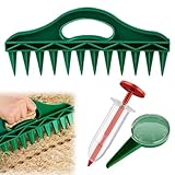 JAWUZ 3er Set Sämaschine – Pflanzhilfe mit 12 Löchern – Stanzen & Sägen Garten Handpflanzer Säwerkzeug, Samen-Spender mit verstellbarem Hand-Setzgerät für die Aussaat im Garten