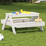 Xichuzi Picknicktisch für Weiß 88x97x52 cm Massivholz Kiefer, Bierzeltgarnitur, Biertischgarnitur, Beer Pong Tisch, Bierbankgarnitur, Gartenmöbel Set, Biertisch - 832597
