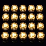 kanhiro Mini Unterwasser Wasserdichte Led Lights - Warmweiße Teelichter Batteriebetrieben, kleines Led-Kerzenlicht, Vase Aquarium Whirlpool Party Hochzeit Dekoration (20pcs ohne Fernbedienung)