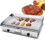 Elektro Catering Grillplatte, Gastronomie Tischgrill Edelstahl Elektrische Grillplatten aus Edelstahl, 50-300 ℃ Professionelle Edelstahl-Kochplatte, Kommerzielle Heizplatte, für Garten Freien,820