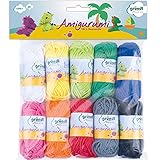Gründl Wolle Amigurumi - dünne Wolle zum Häkeln von kleinen Figuren - Häkelgarn- Glänzend und hautfreundlich - 100 % Baumwolle - 10 Miniknäuel 10 g / 23 m - Nadelstärke 3 - 4 - Bunt