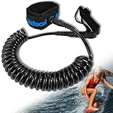 xiaoxiaozhijia Sup Leash,10ft Surf Leashes,TPU Paddleboard-Zubehör,7mm Adult Leine für Longboards,Stand Up Paddle Boards Surfboards (Schwarz)