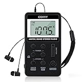 AM/FM Tragbares Radio,Covvy Digitales Pocket Mini Radio mit 500mAh 3.7V Wiederaufladbarer Akku und Kopfhörer (Black)