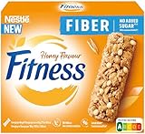 Nestlé FITNESS Fiber Honey Flavor NO ADDED SUGAR Frühstücksriegel, Cerealienriegel mit Ballaststoffen, 1er Pack (à 4 x 20g)