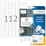 HERMA 4211 Universal Etiketten ablösbar, 25 Blatt, 25,4 x 16,9 mm, 112 pro A4 Bogen, 2800 Stück, selbstklebend, bedruckbar, matt, blanko Papier Klebeetiketten Aufkleber, weiß