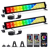 VAYALT RGB LED Strahler, 2 Stück 48W RGB Wallwasher Licht mit Bluetooth APP Steuerung und Dimmbar LED Bar, IP66 Wasserdicht Partylichter für DJ Disco Garten Halloween (Warmweiß+Kaltes Licht)