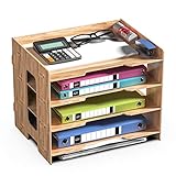 JOPOO Schreibtisch Holz Dokumentenablage, Büro Briefablage Papierablage A4, Ablagefächer Papierablage für Papier Brief