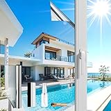 (Silber 44.5X200cm) UV Schutzfolie | Spiegelfolie Fenster Hitzeschutz | Spiegelfolie Selbstklebend Rückstandslose| Sonnenschutzfolie Fenster innen oder außen | Fensterfolie Sonnenschutz Hitzeschutz