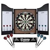 KOTO - Dart kabinett mit Dartscheibe und 6 Steel Dartpfeile, Throwline Dartschrank Holz, Dart Schränke