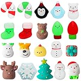 WATINC 20 STÜCKE Weihnachten Mochi Squeeze Spielzeug Set für Kinder Kawaii Mini Soft Squeeze Spielzeug Nette Tier Stress Relief Spielzeug Pack, Hand Fidget Squeeze Spielzeug