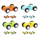 TOP BRIGHT 12er Pack Fahrzeuge Set, Holz Autos Geschenkset, Spielzeugautos für Kinder