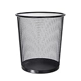 Papierkorb aus Metallgeflecht 13 Liter schwarz - Papierkorb für das Büro - Papierkorb für das Recycling - Papierkorb für den Schreibtisch - Küchenabfalleimer und Badabfalleimer - 23,5 x 27 cm.
