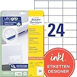 AVERY Zweckform 3490 Adressaufkleber (600 plus 120 Klebeetiketten extra, 70x36mm auf A4, Papier matt, bedruckbare Absenderetiketten, selbstklebende Adressetiketten mit ultragrip) 30 Blatt, weiß
