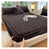 FGUJSUR Winter Warme Imitation Pelz Plüsch Ausgestattet Blatt Elastische Matratze Abdeckung Kristall Samt Bettwäsche Paar Bett Bettdecke Bettlaken(08,180x200cm)