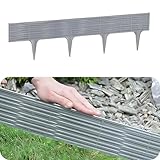 GARDENIX Weidezaun Rasenkante Kunststoff - Beetumrandung Weidezaunoptik, 7.8m Gartenpalisade, Beeteinfassung Grau, 5 Module, UV-beständig Beetzaun, Gartenpalisade Vielseitig Einsetzbar