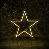 SALCAR LED Gartenstecker Stern Metall, 50cm Garten Stern Leuchte mit Erdspieß, Wasserdicht Weihnachtsstern mit 100 LEDs Beleuchtet, Weihnachtsbeleuchtung für Außen Garten und Innen Fester, Warmweiß