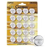 GutAlkaLi 20 Stück CR2032 3V Batterien CR 2032 Knopfzelle (Lithium Knopfzellen - 3 Volt im 20-er Pack)