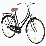 Tidyard 28-Zoll-Räder Hollandrad Ein-Gang-Rad Stadtrad Fahrrad-V-Bremse und Rücktrittbremse,Sattel im holländischen Stil mit Feder,Entworfen für Frauen