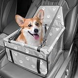WIYETY Extra Stabiler Hunde Autositz: 40 * 32 * 22cm Wasserdicht Atmungsaktiv Hundeautositz mit Sicherheitsgurt, Hunde Autositz für Katzen Andere kleine Haustiere, Grau