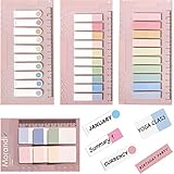 FAMIDIQGO 660 Stücke Haftnotizen Tabs, 4 Stile Haftstreifen Index Beschreibbare Farbige Lese Tabs mit Herrscher für Lesezeichen Papieren Einreichung（Rosa）