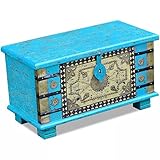 ZEYUAN Aufbewahrungstruhe, Schatztruhe Kindergeburtstag, Schatztruhe, Piraten Kindergeburtstag, Schatzsuche, Kisten Aufbewahrung, Blau Mangoholz 80x40x45 cm