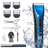BarberBoss Haarschneidemaschine Profi Wasserdicht Haarschneider Herren Wiederaufladbar Haartrimmer Drei Geschwindigkeitseinstellungen Langhaarschneider Elektrisch Bartschneider Schnurlos Barttrimmer