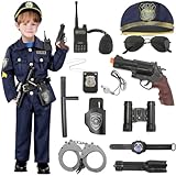 Geplaimir Polizei Kostüm Kinder Polizei Spielzeug set für Kinder mit Polizei Hut Polizei Kostüm für Jungen Mädchen Halloween Karneval Geburtstag Polizeikostüm G062S