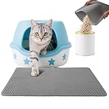BUCOMTU Katzenklo Matte 55x75 CM, Waben Doppelschicht Katzenstreu Matte Groß, Urin- & Wasserdichte Katzentoilette Matte, Katzenstreumatte, Leicht zu Reinigen, Rutschfeste Katzenmatte für den Boden