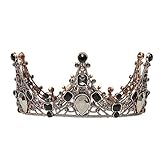 Duoc Barock-Krone, Vintage, rund, Retro, Gothic, Strass, schwarze Königin Krone für Hochzeit, Festival, Party, Haarschmuck für Frauen und Erwachsene