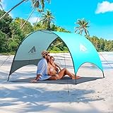 Strandmuschel Strandzelt Sonnenschutz UV50+ | Kompakt (43×10 cm), windstabil mit Sandankern, 360° Belüftung, leicht tragbares Zelt für Strand, Nordsee, Ostsee, Camping & Picknick (2–4 Personen)