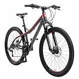 BIKESTAR Hardtail Aluminium Mountainbike Shimano 21 Gang Schaltung, Scheibenbremse 26 Zoll Reifen | 16 Zoll Rahmen Alu MTB | Grau & Rot
