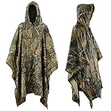 Infreecs Regenponcho Wasserdichter, Camouflage Regen Poncho Wiederverwendbar Camouflage Regenjacken Regencape, Atmungsaktiver Tarnanzug Regenmantel mit Kapuze, für Picknick Jagd Camping Wandern