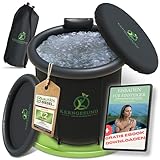 kerngesund Eisbad (Ø 80cm) - Eistonne für Zuhause - Eisfass Deckel und Abdeckung 5fach Isolierung - Eisbad Tonne mit integrierter Nackenstütze & Wasserschlauchadapter - Eisbaden Tonne