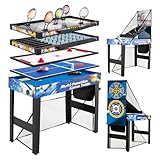COSTWAY 10 in 1 Multi Spieltisch, Multifunktionstisch Set mit Billard, Hockey, Tischtennis, Basketball, Fußball, Schießen, Flipper, Darts & Bogenschießen, Tischspiel mit Tasche für Kinder, Erwachsene