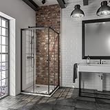Schulte EP19442 68 50 Duschkabine Sunny Eckeinstieg mit Schiebetüren, variabel von 75 x 75-90 x 90 cm, 180 cm, 4 mm Sicherheitsglas (ESG) Klar hell, Schwarz-matt, Montage auf Duschwanne oder Fliese