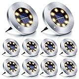 Boadw Solar Bodenleuchten, 10 Stück LED Solar Gartenleuchte IP65 Solarleuchte Gartenleuchte Wasserdicht Warmweiß [Energieklasse A+] [Energieklasse A++]