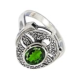 SILVERTROVE Im Labor gezüchteter Chromoxid-Edelstein-Bandring, Sterlingsilber, ring für Männer und Frauen, Bandring, Schmuck CRG1083BB5_(51 (16.2))